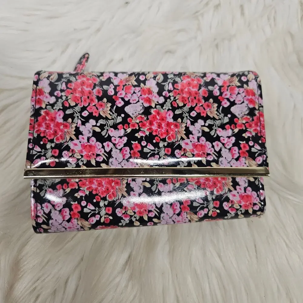 Safe Keeper Floral Black and pink Wallet with Gold tone